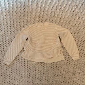 Varley Cream Ribbed Turtleneck Sweater
